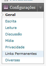 Escolha Links Permanentes no menu Configurações